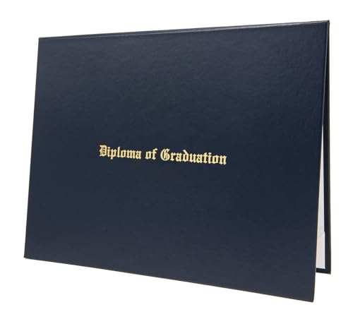 Diploma of Graduation Certificate Holder for Students - Leatherette Diploma Holder with Reinforced Corners, Engraved Document Covers for Awards Certificates (11x14, Blue)