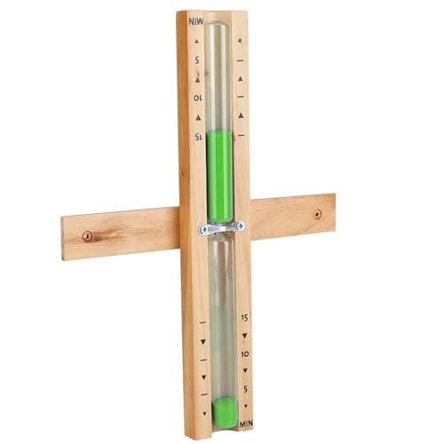 Orologio da parete rotante in legno, 15 minuti, per saune, sabbia, montaggio a parete, resistente al calore, adatto per ristorante, bagno, verde