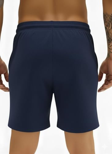 Image of INKKR Men's Premium Polyester Casual Ribbed Shorts ||Loose Fit with 2 Pocket Shorts