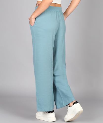 Image of Alan Jones Clothing Women's Straight Fit Mid Rise Solid Stretch Waffle Straight Pants