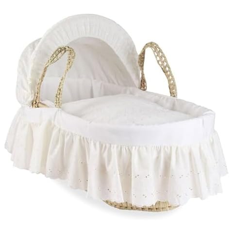Clair de Lune Palm Moses Basket with Bedding Cover