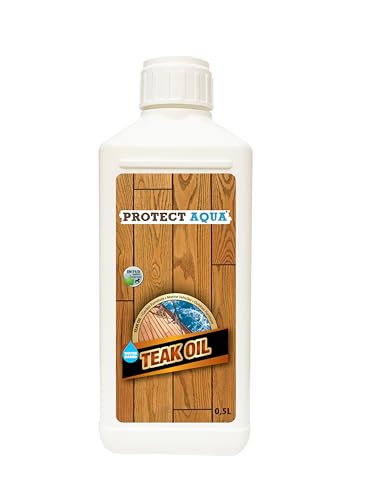 Protect Aqua Teak Oil for Outdoor Furniture & Indoor Furniture 16.8 oz (500ml) Teak Oil Sealer Restores & Protects Wood Furniture Decks Boats Patio Shower Benches Transparent Natural Finish