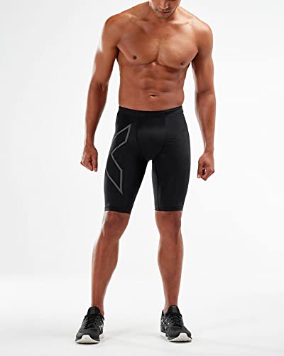 2XU Men's Light Speed Compression Shorts - Enhanced Running Performance, Improved Recovery - Black/Black Reflective - Size XX-Large