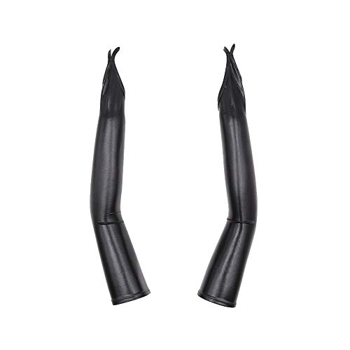 GSHLLO PU Leather Long Fingerless Gloves Mitten Opera Party Gloves Arm Warmer for Women Black