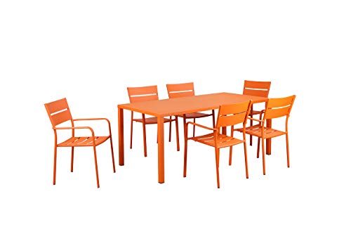 Best Outdoor Dining Miami Beach: Top Stylish Patio Sets for Ultimate Comfort 5 Pangea Home MIAMI-7PC Orange South Beach 7 Piece Dining Set