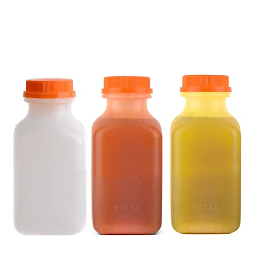 EcoQuality Empty Plastic Juice Bottles with Tamper Evident Caps 12 OZ - Smoothie Bottles - Ideal for Juices, Milk, Smoothies, Picnic's and even Meal Prep Juice Containers (12 ounces) (450)