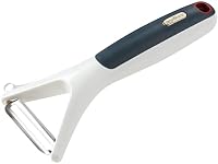 Zyliss Smooth Glide Y Vegetable Peeler - Ergonomic Handle | Swivel Blade | Eye Cutter | Effortless Peeling for Potatoes, Carrots, Cucumbers and More| Non-Slip Grip | Lightweight Build | White/Grey