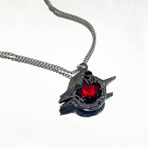 Image of Game LAD Sylus Crow Cosplay Badge Necklace Alloy Red Gem Brooch Lapel Pins Jewelry Bag Costume Accessories Prop Gifts