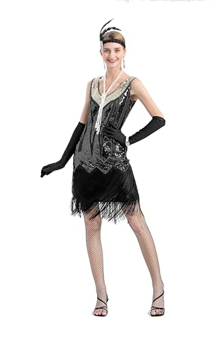 Image of Peacock-inspired 1920s Gatsby Beaded Flapper Sling Dress Womens Vintage Cocktail Dress W /Complete Accessories Set