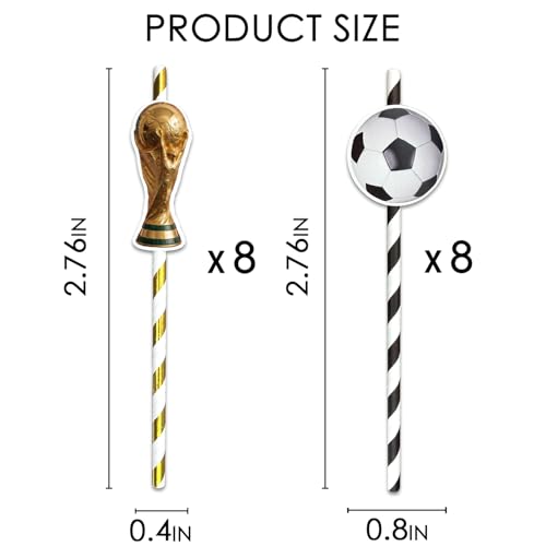 Pitillos de papel desechables con diseño fútbol, 7 cm miniatura 3