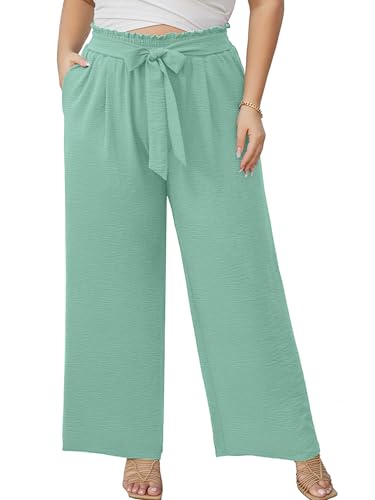 AusLook Plus Size Wide Leg Pants for Women High...