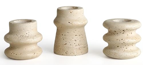 Vixdonos Natural Stone Candle Holder Set of...