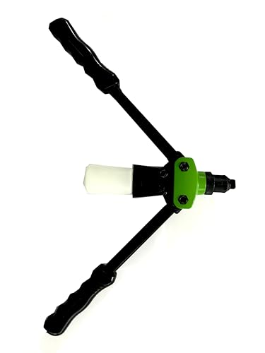 Image of Jon Bhandari Tools 12 inch (300mm) Heavy-Duty Hand Riveter | Manual Rivet Gun with 3 Nosepieces (3.2mm, 4mm, 4.8mm) & Spent Rivet Collection Bottle | Double Grip Design for Metal, Plastic & DIY Use