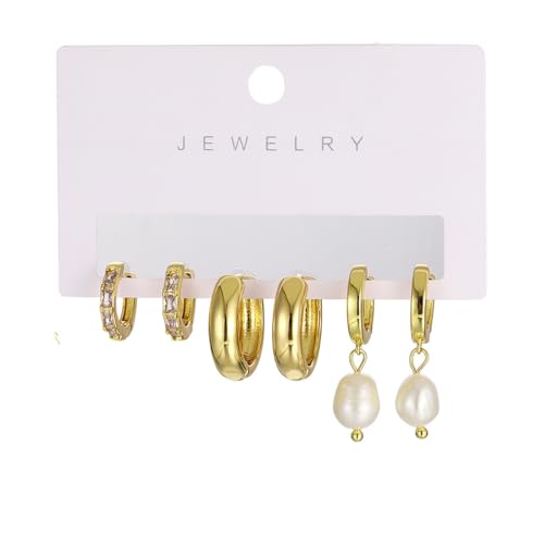 Image of Shining Diva Fashion Anti Tarnish Jewellery Celebrity Inspired 14k Real Gold Plated Simple Plain Link Chain Chunky Huggie Hoop Trendy Stylish Copper Earrings for Women Girls