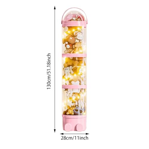 Tube de rangement pour animaux en peluche avec structure verticale transparente