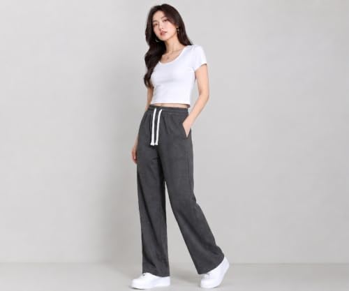 Image of Samfor Woman's Loose Fit Track Pants - Polycotton Joggers with Elastic Waistband & Side Pockets, Lower Comfortable for Gym, Running & Casual Wear