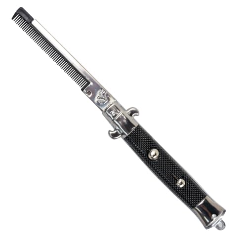 Rhode Island Novelty 9 Inch Stainless Steel Switch-Blade Folding Pocket Comb One Piece