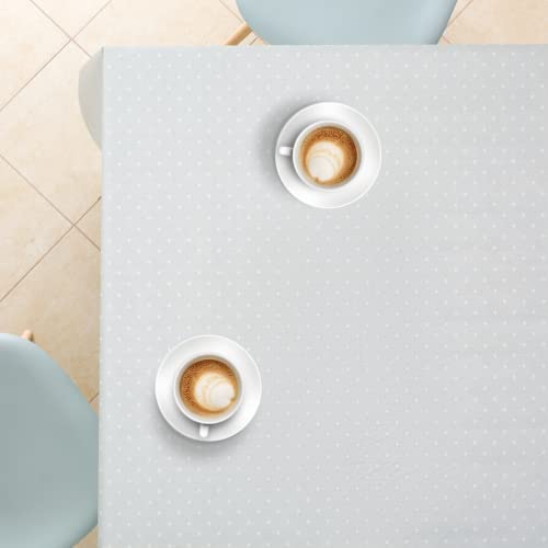 KP HOME Premium Wipe Clean Tablecloth - Polka Dot Waterproof PVC Table Cloth - Rectangular 200 x 140 cm Plastic Table Cover - Wipeable Vinyl Oilcloth for Kitchen, Dining & Outdoor - Light Grey - Image 3