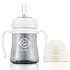 GROSMIMI Spill Proof no Spill Magic Sippy Cup with Straw with Handle for Baby and Toddlers, Customizable, PPSU, BPA Free 6 oz (White)