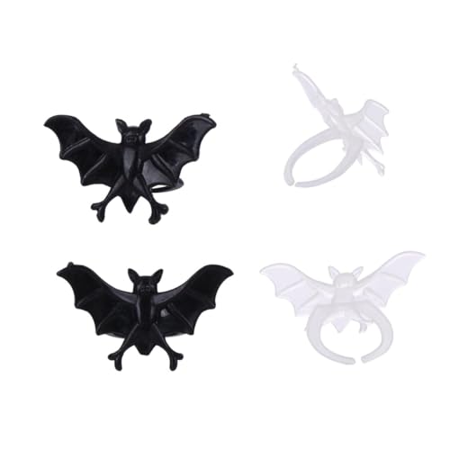 Abaodam 50pcs Halloween Bat Ring Toys Flashing Ring Decor for Boys and Girls Skull Design Random Color