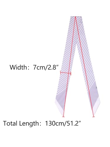 Women Striped Print Skinny Long Scarves, Satin Silky Neck Scarf Neckerchief Ribbon Headband3