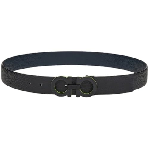Salvatore Ferragamo Black Gancini Adjustable reversible Leather Belt (115IT)