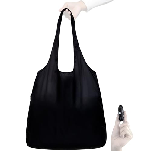 Nanobag Ultra-Lightweight Foldable Tote for Women & Men, Reusable Grocery & Travel Bag, Packable Collapsible Compact Market Essential (Standard Black)