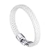VNOX Mens Braided Genuine Leather Bracelet Bangle Biker Punk Rock, Alloy Buckle,White