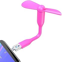 N NEWTOP Mini ventilador micro USB y USB OTG de bolsillo ajustable, flexible, ventilador de refrigeración de aire, portátil de viaje para móvil, smartphone, ordenador portátil, tablet (Fucsia)