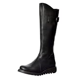 FLY London MOL 2 Black Leather Womens Knee Hi Boots -38