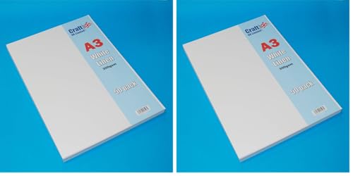 Papier cartonné lin Craft UK A3 300gsm blanc pour dessin dessin au pastel et aquarelle