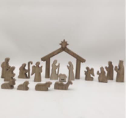Glintoper Christmas Nativity Sets, 16pcs Wooden Mini Nativity Scene Figurines, Xmas Holy Family Tabletop Ornaments, Baby Jesus Christian Gifts Decor for Religious Holiday Mantle Shelf Home Office