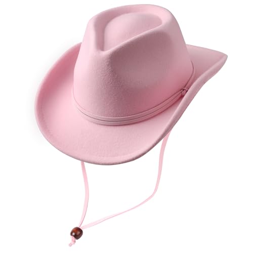 DRESHOW Chapeau Cowboy Fille Garçons Chapeau Panama Rétro Fedora Classique en Feutre avec Boucle de Ceinture Casquettes avec Cordon de Serrage Unisexes...
