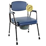 OrtoPrime Gewatteerde toiletstoel, draagbaar, verstelbaar, draagbaar met bidet om vast te klikken badzitje voor ouderen, geriatrische badstoel, comfortabel en robuust