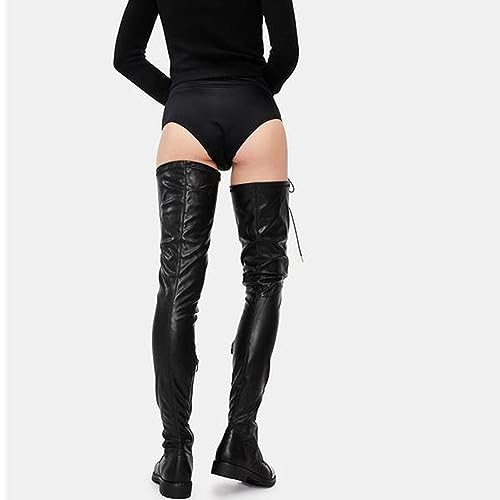 Bottes cavalières en cuir extensible pour mollets larges et ajustés - 5