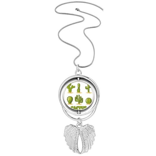 Collier ailes d'ange cactus en pot, argenté et résistant