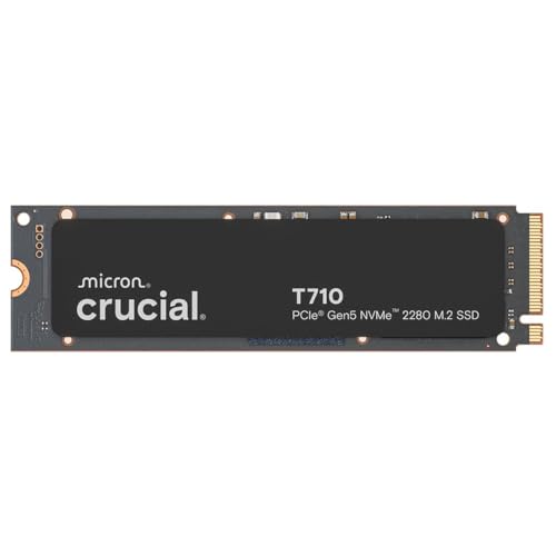 Crucial T710 SSD 4To PCIe 5.0 x4 Gen5 NVMe M.2, Lecture jusqu'à 14500 Mo/s, écriture jusqu'à 13800 Mo/s, Ordinateur Portable et de Bureau, TLC NAND, Disque Dur Interne - CT4000T710SSD8-01