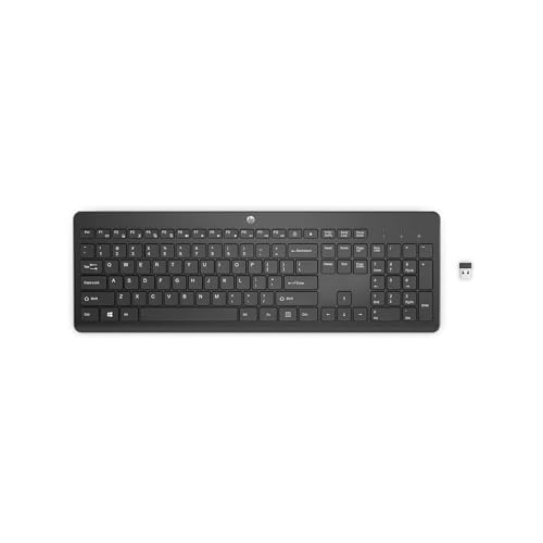 HP 230 Teclado Inalámbrico QWERTY Español   (Puerto USB A, Batería hasta 16 Meses de Duración, Conexión Inalámbrica 2,4GHz, Windows), Color Negro
