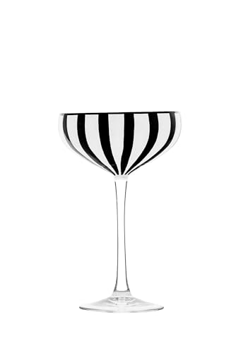 Image of 10 Strawberry Street Black & White Stripe Glassware, Coupe, Set of 4