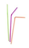 Flexi-Strawz Disposable Straws for Drinking, Flexible Straws for Parties, Straws for Kids and Adults Neon, 100-Pack, Set of 3