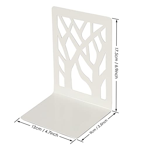 Pitmoly Book Ends, Bookends,Book Holder, Bookend For Shelves, Non-Skid Book Ends, Heavy Duty Metal Book End, Decorative Book Stopper For Office, Home, 4.7" X 3.7" X 7.1" (2 Pairs/4 Pieces) (White) #TOP5