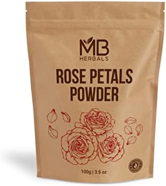 MB Herbals Rose Powder 100g (3.5oz) | For Face Packs & Facial Mask Formulations | 100% Pure & Natural | No Chemical Preservative | No Artificial Color | Rose Petals Powder