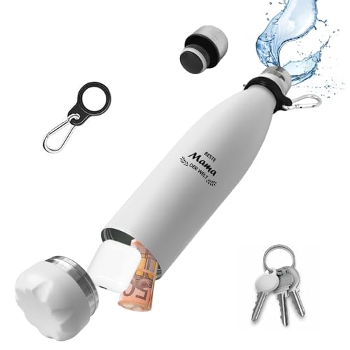 Domemit MAMA, borraccia termica in acciaio inox, con scatola di immagazzinaggio per cuffie, denaro, Stash Can metallo cassaforte da viaggio per casa, ufficio, hotel, spiaggia