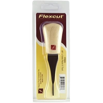 Flexcut Palm V-Tool, High Carbon Steel, Solid Ash Handle, 1 mm, 45 Degrees (FR803)