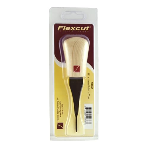 Flexcut Palm V-Tool, High Carbon Steel, Solid Ash Handle, 1 mm, 45 Degrees (FR803) - Thumbnail 3