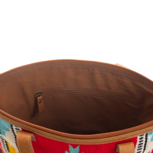 Myra Bag Shoulder Bag for Women - Western Upcycled Leather and Canvas Handbag Red4