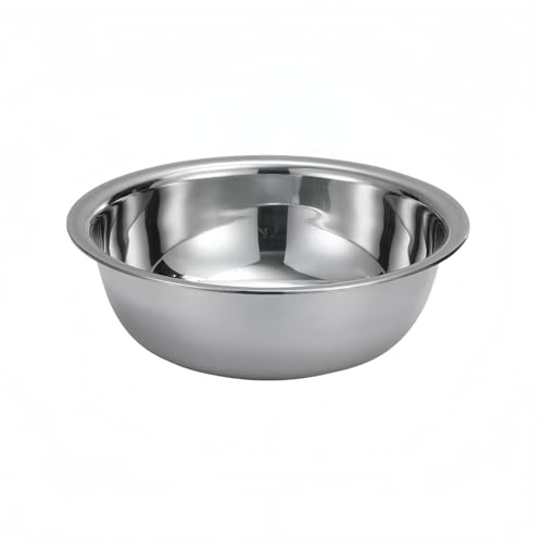 ステンレス深型ボウル 直火対応 | 野菜の洗い・サラダ調理・生地づくりに活躍 | 厚さ2cm・直径38cmの大型サイズ | 滑らかな表面と広めのエッジで持ちやすく手入れも簡単 | 高温洗浄OK・重ねて収納可能・業務用/家庭用のキッチンに (32CM,厚さ1