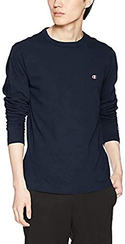 [チャンピオン] ロンT 長袖Tシャツ 綿100% 定番 ワンポイントロゴ刺繍 ロングスリーブTシャツ ベーシック C3-P401/C3-P401L メンズ ネイビー 2XL
