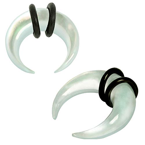 Organic Mother of Pearl Pincher Taper Plugs with O Rings, Sold as a Pair (8mm (0GA))