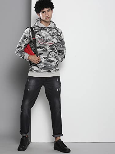 Image of The Indian Garage Co Men Regular Fit Printed Overhead Hooded Sweatshirt